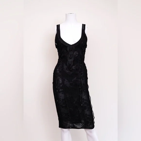 white lace and crochet dress Crochet Aerin Dress XSmall / Black main image 0